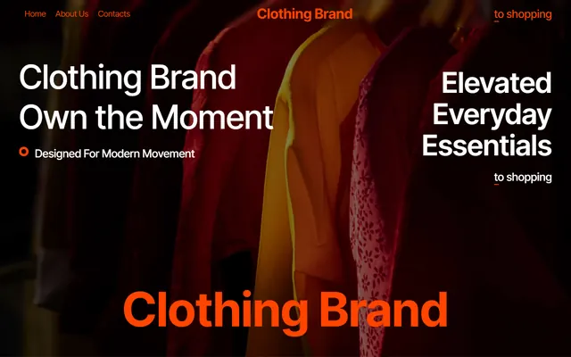 Clothing brand website made with Mobirise, desktop view