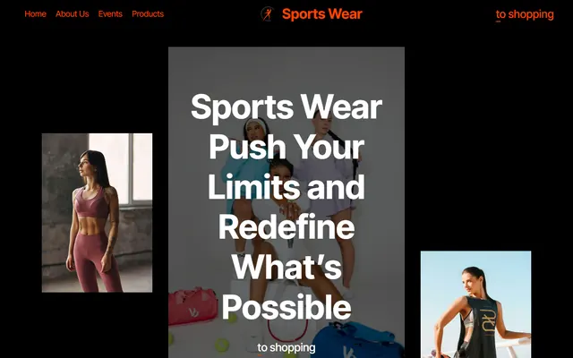 Sports wear website made with Mobirise, desktop view