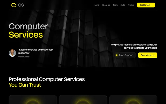 Computer services website made with Mobirise, desktop view