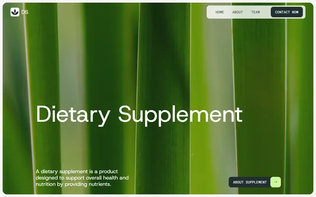 Dietary supplement website made with Mobirise, desktop view