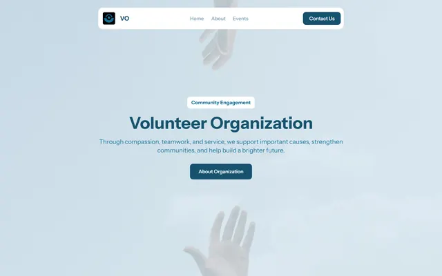 Volunteer organization website made with Mobirise, desktop view