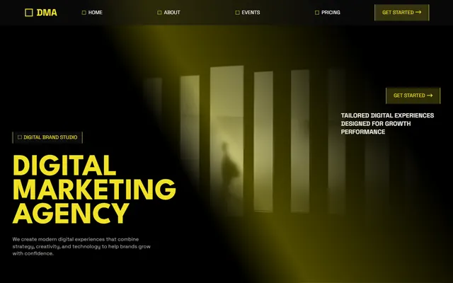 Digital marketing agency website made with Mobirise, desktop view