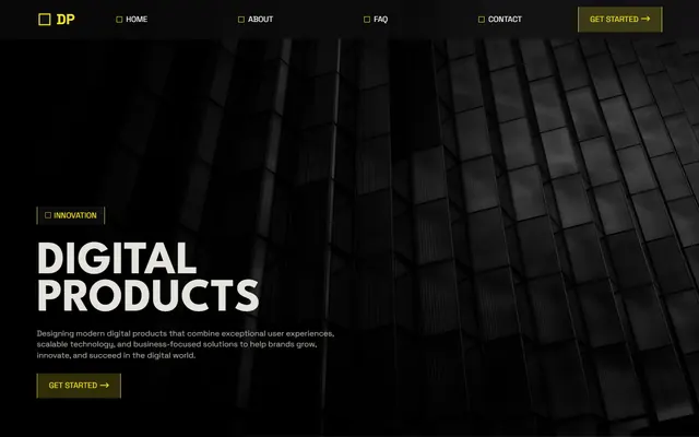 Digital products website made with Mobirise, desktop view