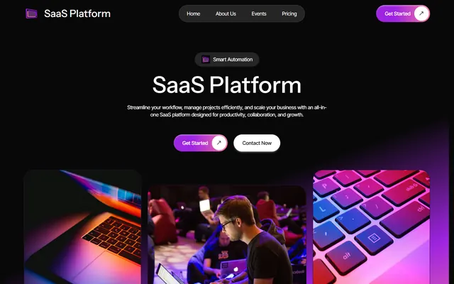 Saas platform website made with Mobirise, desktop view