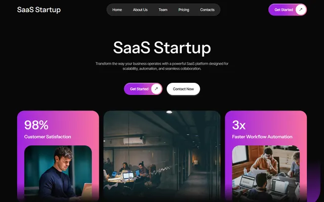 Software startup website made with Mobirise, desktop view