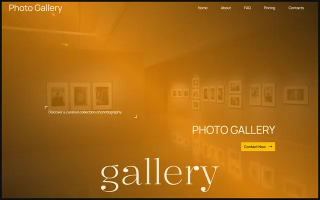 Photo gallery website made with Mobirise, desktop view