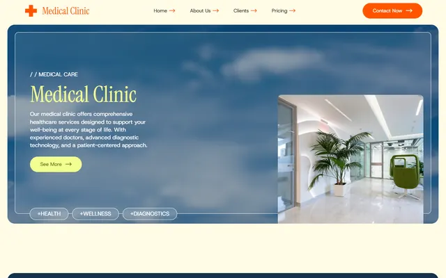 Medical clinic website made with Mobirise, desktop view